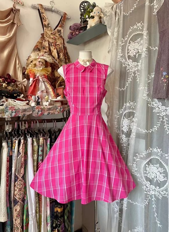 Pink Sleeveless Waist-Cinched Slim-Fit Full Skirt Short-Length Ball Gown R7441