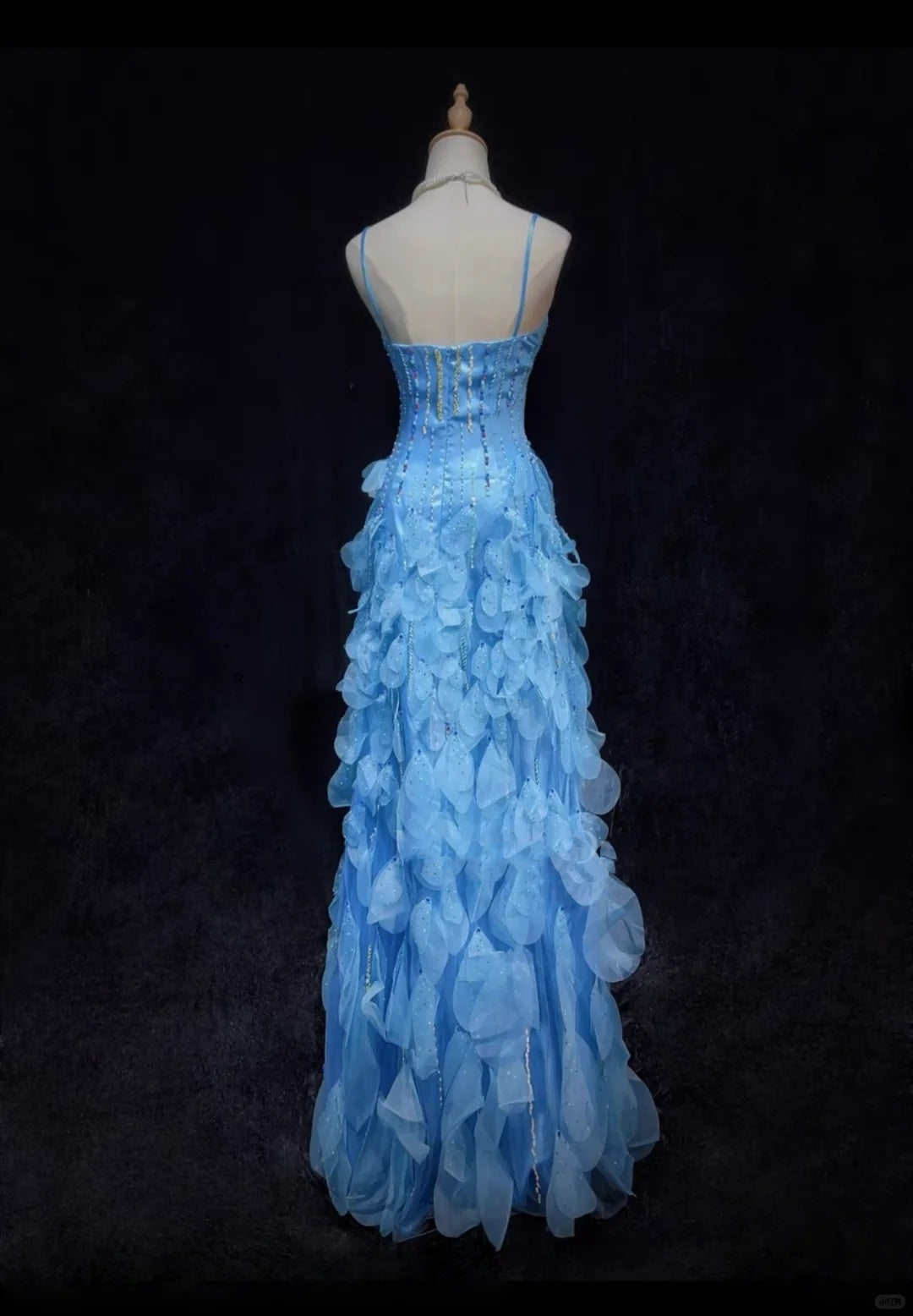 Blue gorgeous shiny elegant exquisite colorful beaded tulle long mermaid slim ball gown evening dress party dress prom dress legend of the blue sea gh3850