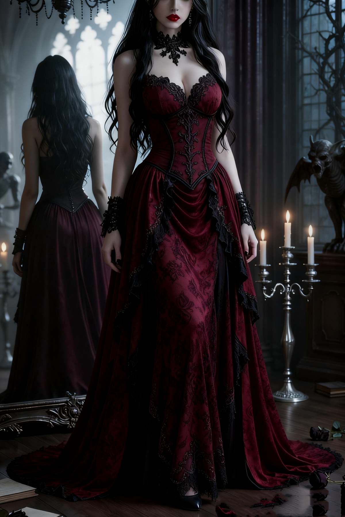 girlhomeshops-Purple Velvet Long Floor-Length Prom Dress With Train gh5942
