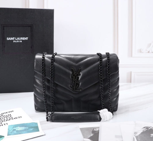 Saint Laurent Loulou Small Chain Bag In Matelassé Y Black Noir 23Cm 494699DV7281000