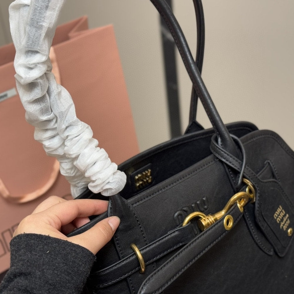 MIUMIU AVENTURE NAPPA BAG BLACK 41CM 5BG291 2BBLF0002 V OON