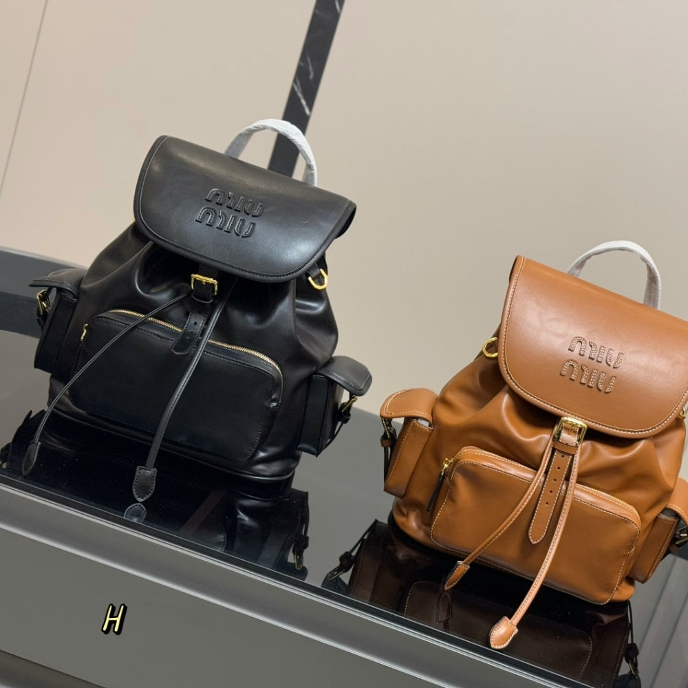 MIUMIU LEATHER BACKPACK COGNAC 27CM 5BZ042 2CRW F0046 V OOO