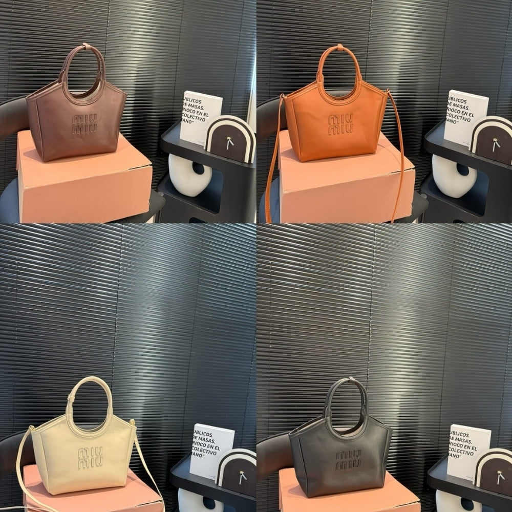 MIUMIU IVY LEATHER TOTE BAG WHITE 23CM