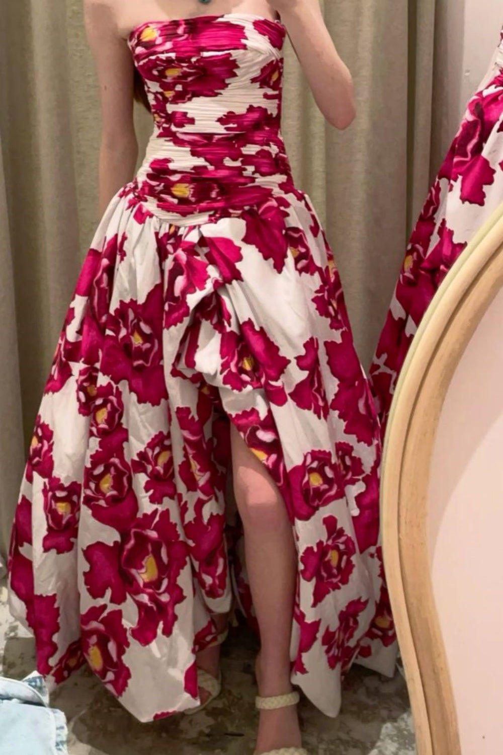 girlhomeshops-Floral Dress Long Slit Garden Party Dress gh5859