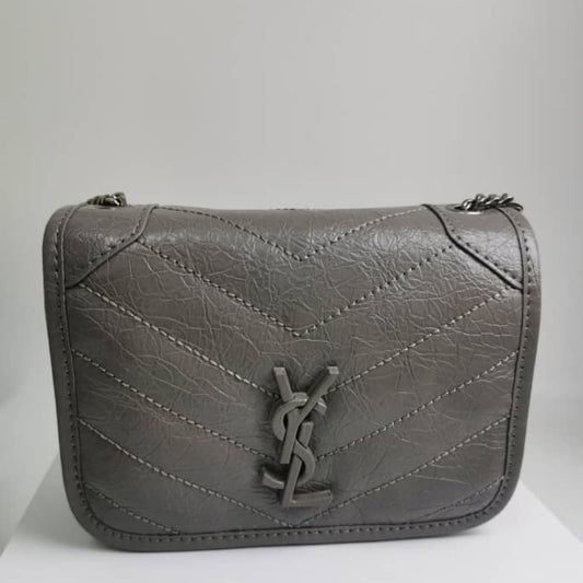 Saint Laurent Niki Vintage Leather Chain Wallet Beige 19Cm