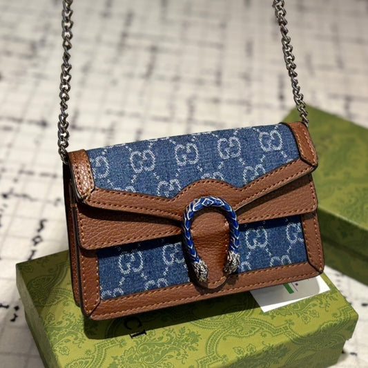 Gucci Dionysus Super Mini Dark Blue And Brown 16Cm 476432 2KQFN 4483