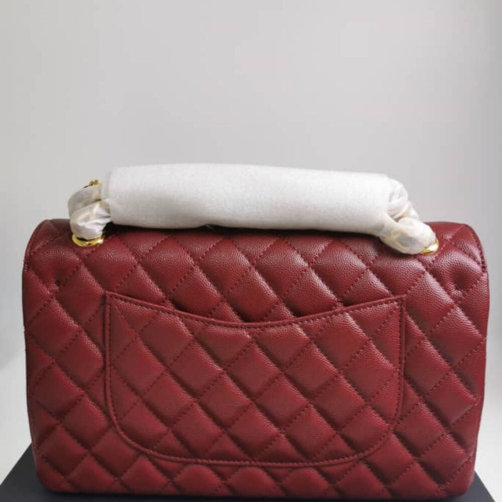 Chanel Medium Classic Double Flap Burgundy Gold Hardware 25Cm