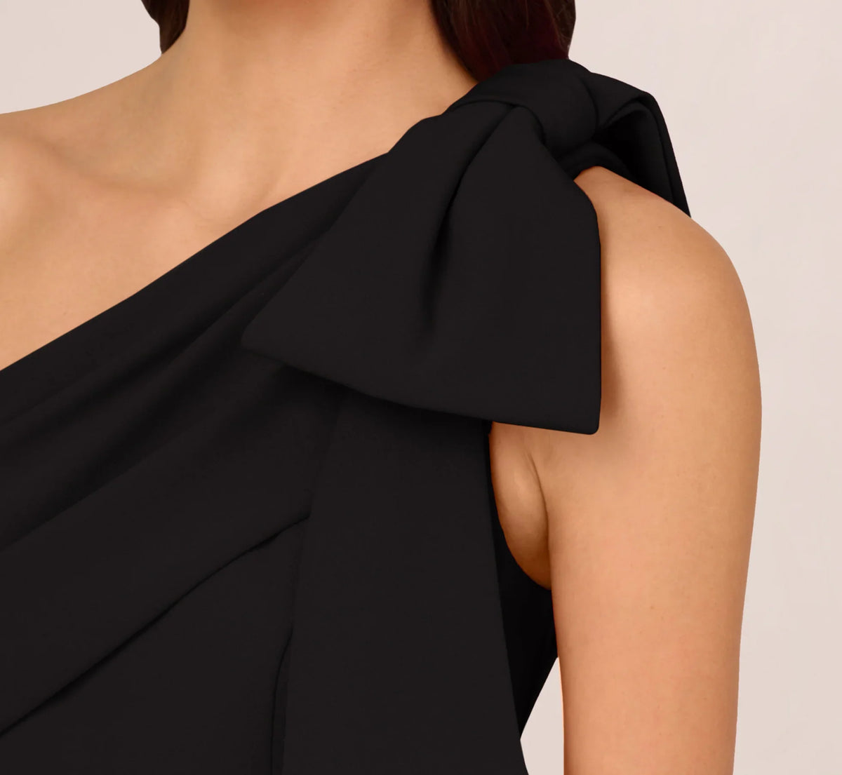 Crepe One Shoulder Bareback Bow Tail and Ground length Prom Dress