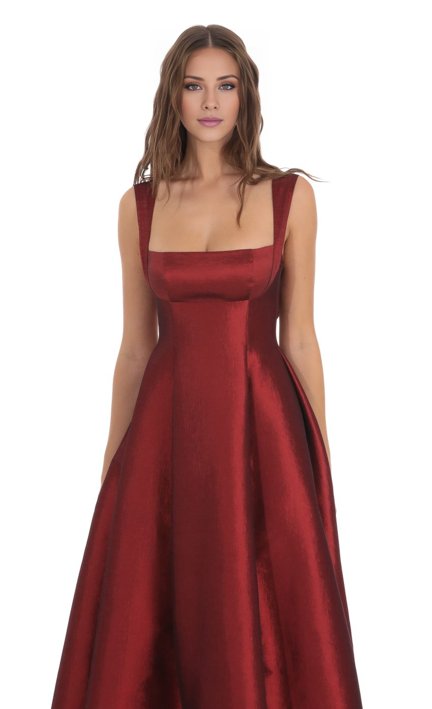 Square neckline off shoulder sleeveless backless back strap and floor length Prom dress