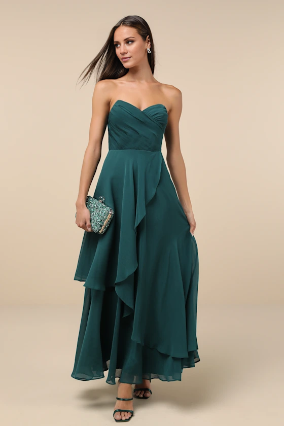 V collar off shoulder sleeveless strapless backless and floor length evening dress