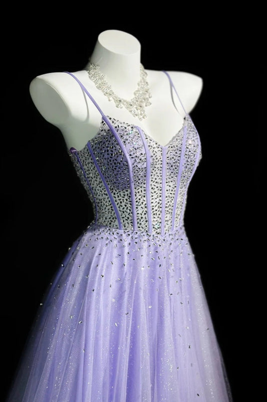 girlhomeshops-Gorgeous Shiny Lavender Rhinestone Prom Dress Graduation dress birthday dress gh5846