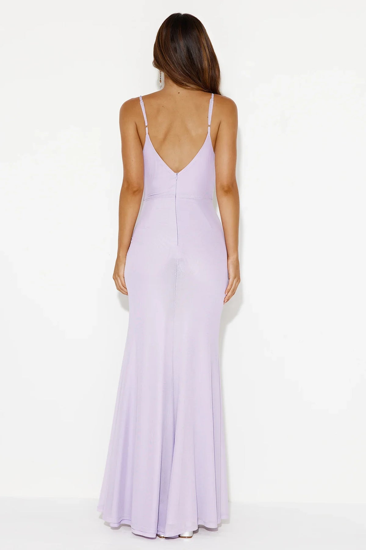 scarf with side slit neckline wrapped in a full-length Prom dress