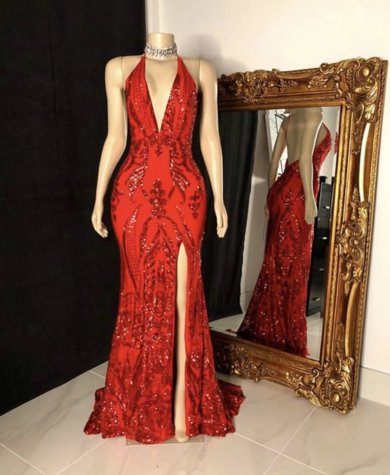 Red Prom Gown Floor length Prom dress mermaid gown