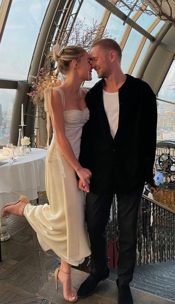 Simple Tea length Beach Boho Wedding Dresses Bridal Gowns