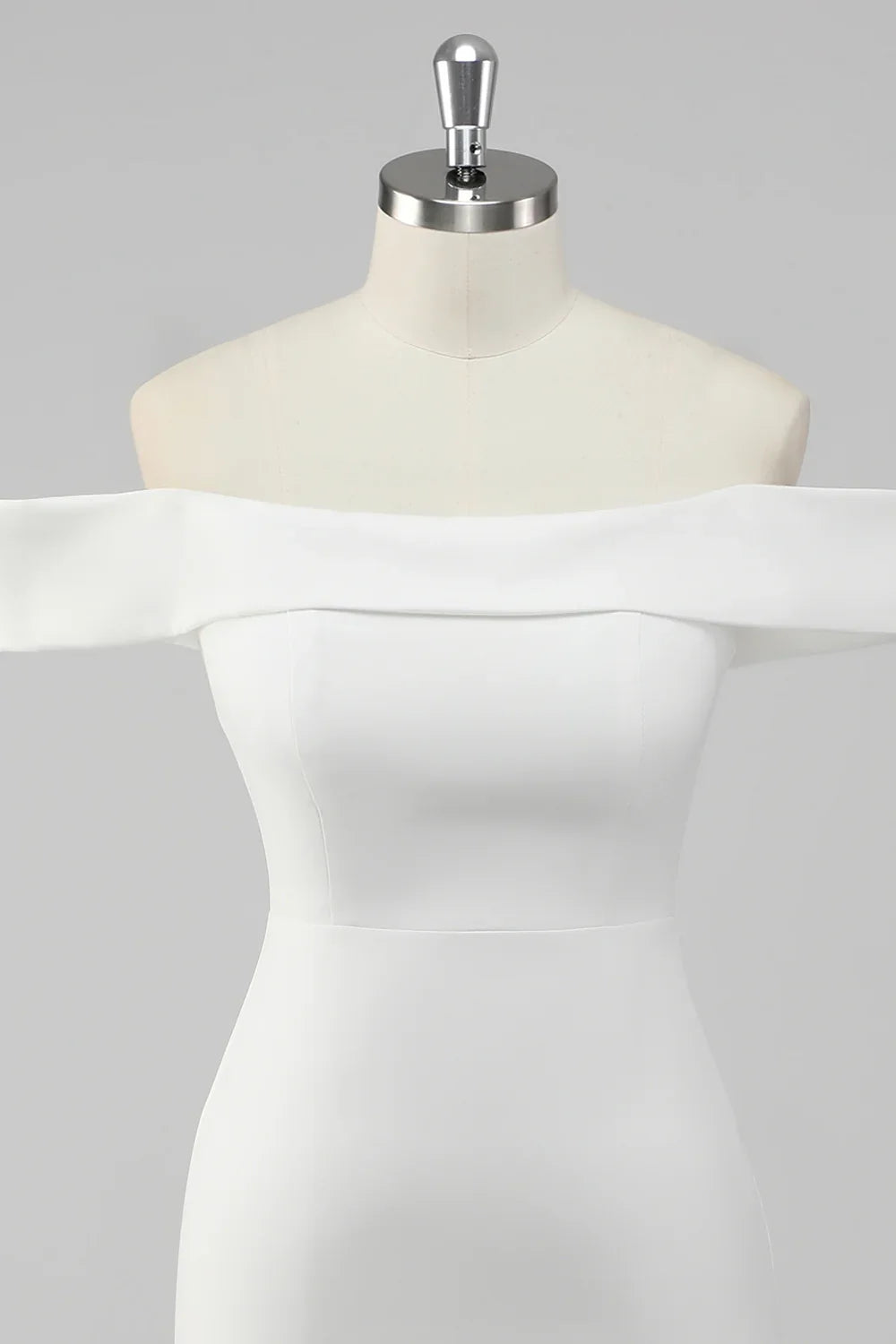 Charming Satin White Off-the shoulder Bodycon Design A-line Homecoming Dress TP3641