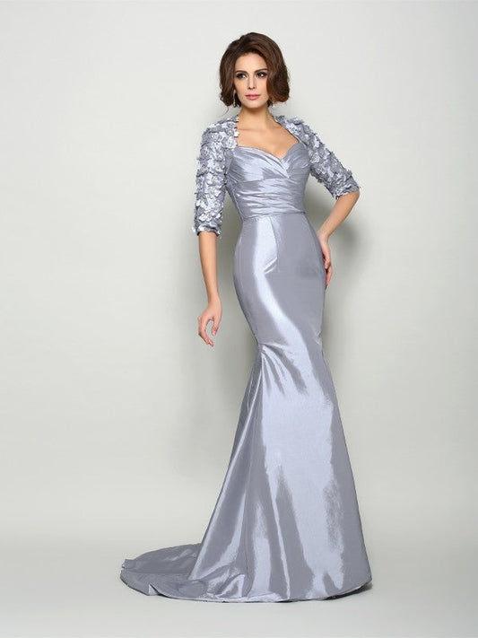 Trumpet/Mermaid Sweetheart Applique 1/2 Sleeves Long Taffeta Mother of the Bride Dresses