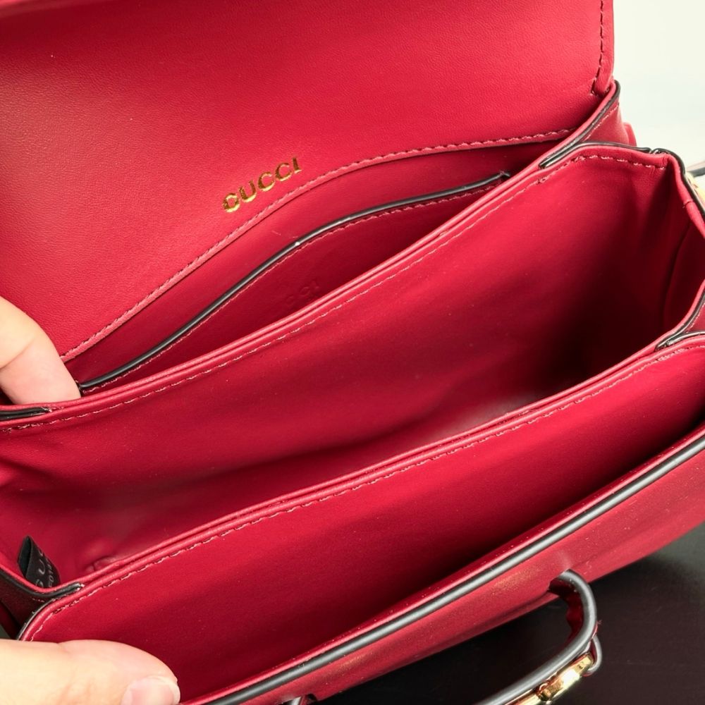 Gucci Horsebit 1955 Aura Mini Shoulder Bag Red 19Cm