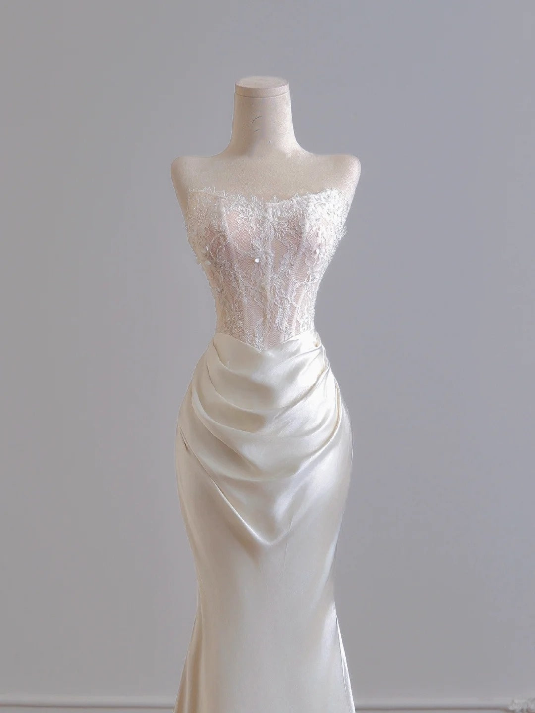 Girlhomeshops--✨Exquisite lace long floor-length satin prom dress wedding dress gh5481