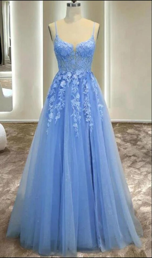 Light Blue Girls Formal Dress Prom Dress A line Long Party Dress For Girls Y6812
