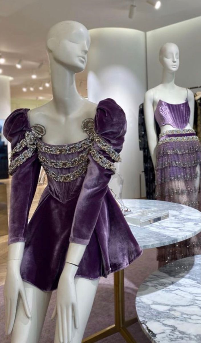 Girlhomeshops-Purple long-sleeved velvet retro shiny sweet short homecoming dress birthday dress gh5340