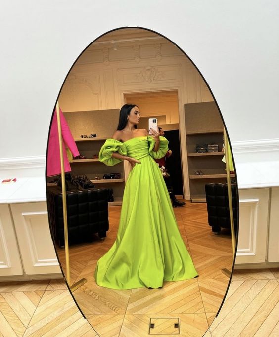 Sexy off shoulder puff sleeve floor length gown fg1971