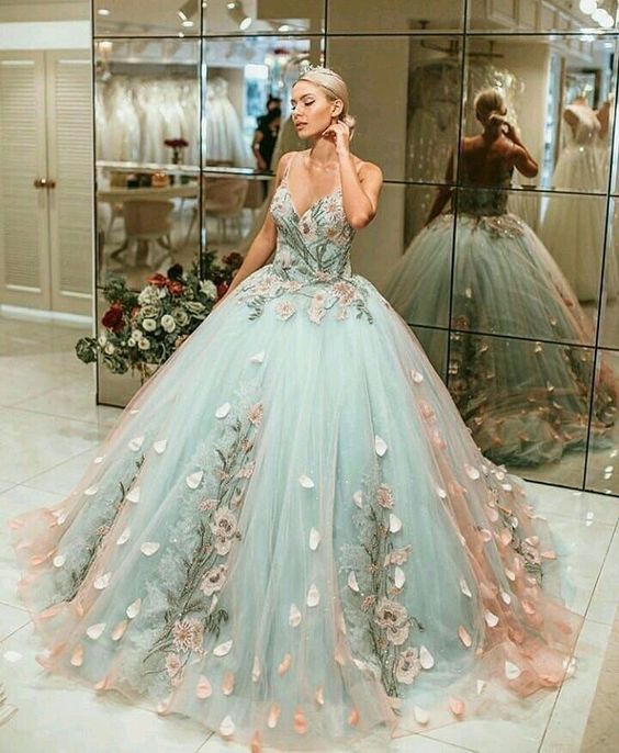 A Line Ball Gown Prom Dress Long Tulle Prom Dress
