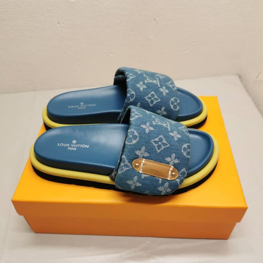 Louis Vuitton Pool Pillow Flat Comfort Mules Blue 1ACJVH