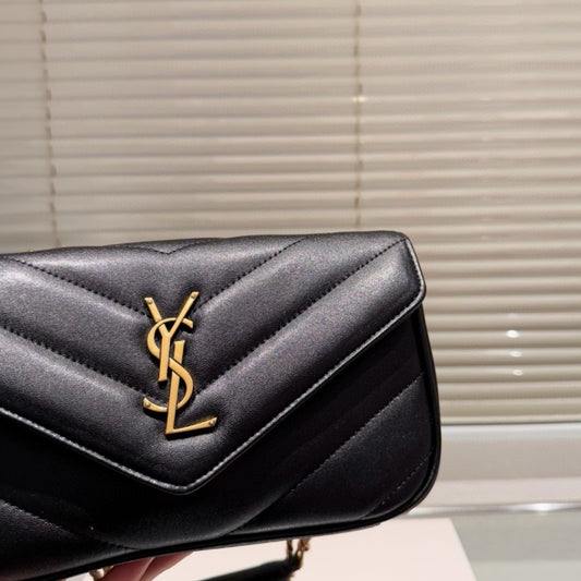 Saint Laurent Loulou Small In Matelassé Black 24Cm 801437AAEAX1000