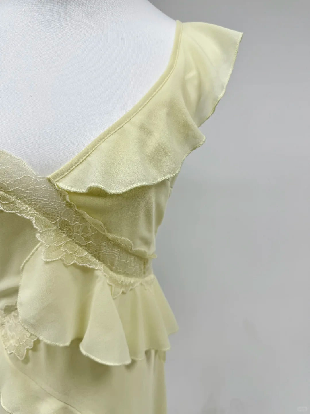 Girlhomeshops-Yellow ruffle chiffon long prom dress birthday party dress gh5421