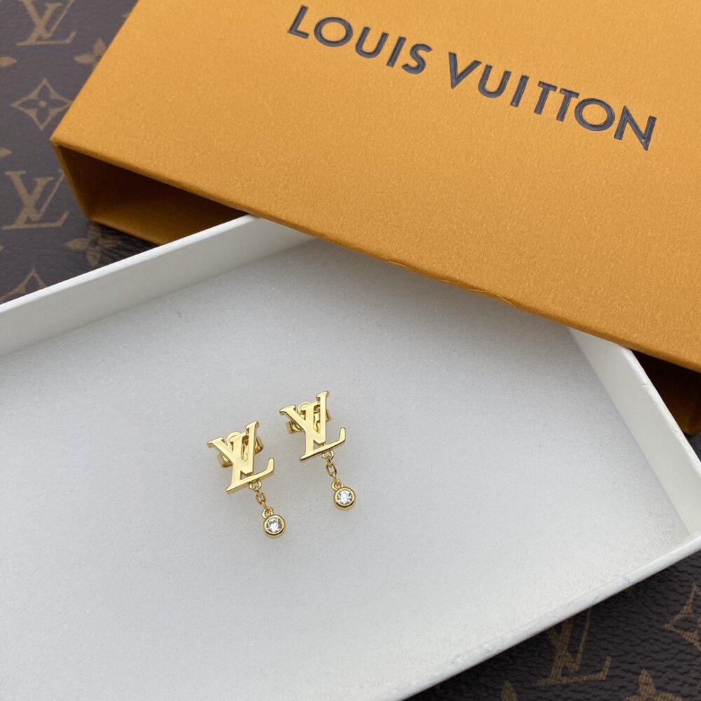 Louis Vuitton Gold And Diamond Earrings Q96495