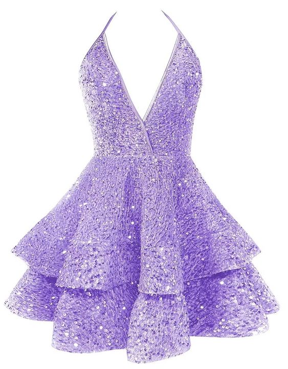 Sequin Homecoming Dresses Short for Teens Sparkly V Neck Prom Dress Cocktail Party Gowns