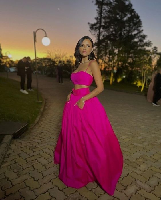 Two Piece Long Evening Dress Prom Gown