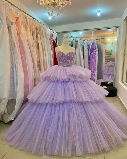 Quinceanera Dress Ball Gown Crystal Purple Prom Dresses