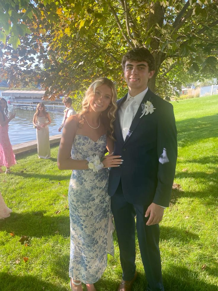 Spaghetti Straps Prom Dresses formal gowns Blue and White Prom Dress