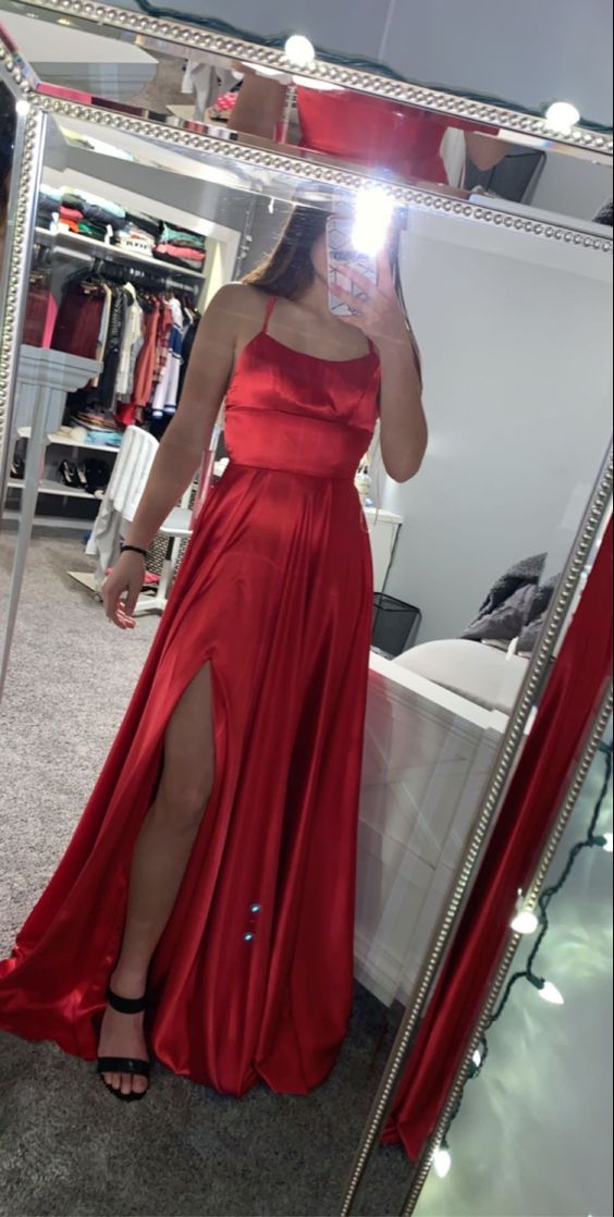 Red Prom Dresses Party Dress Satin Evening Gown
