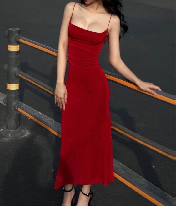 Sexy Red Simple Prom Dresses Party Gowns