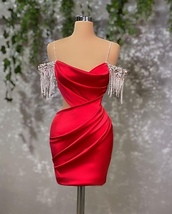 Sexy Red Elegant Short Party Dresses Women Mini Evening Cocktail Gowns