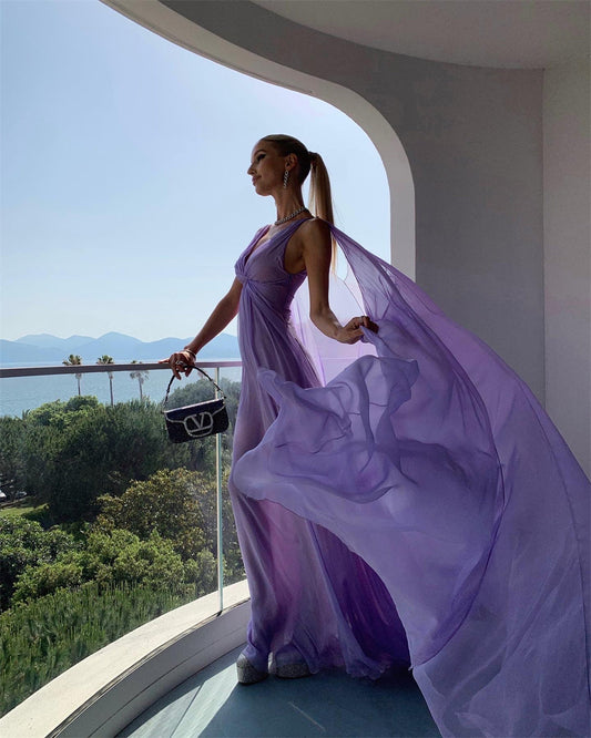 Lilac Long Prom Dresses Party Evening Gowns