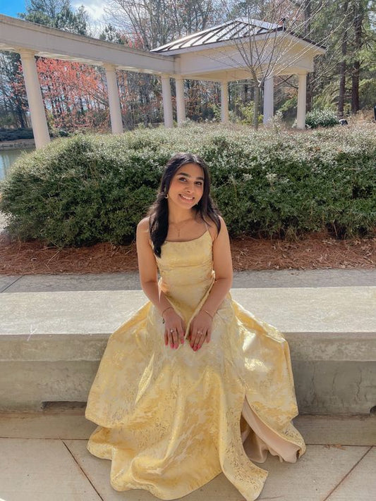 Beautiful Yellow Long Formal Gown Party Prom Dresses