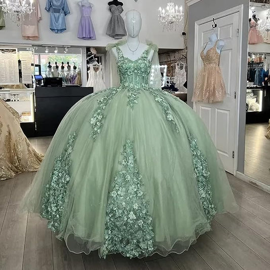 Women s Off Shoulder Quinceanera Dresses Ball Gown with Train Puffy Sweet 15 16 Dresses 3D Flowers Prom Dresses