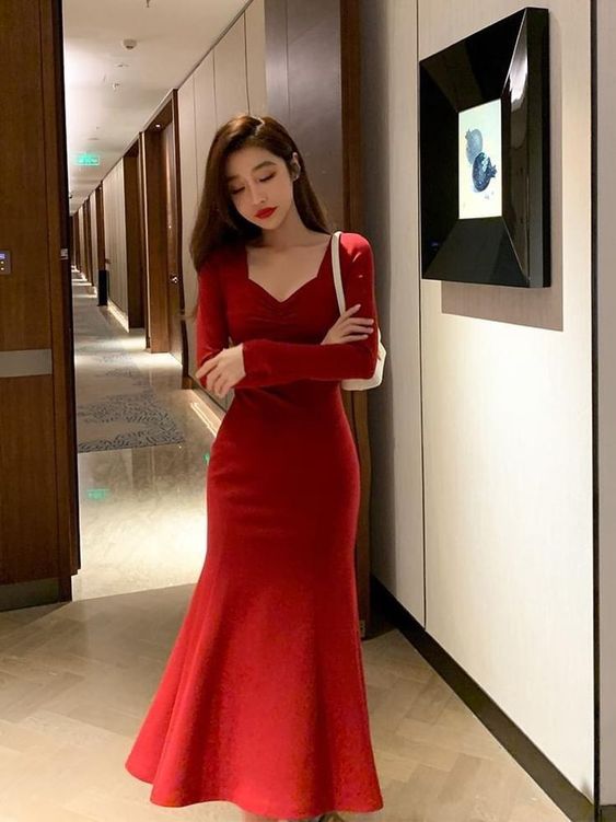 Red Long Evening Dresses Prom Gown Party Gowns