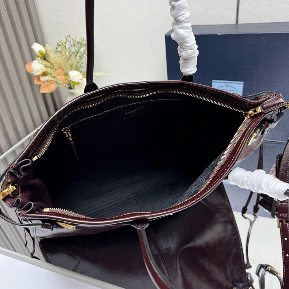 Prada Bonnie extra-large leather handbag(HIGH-END GRADE)