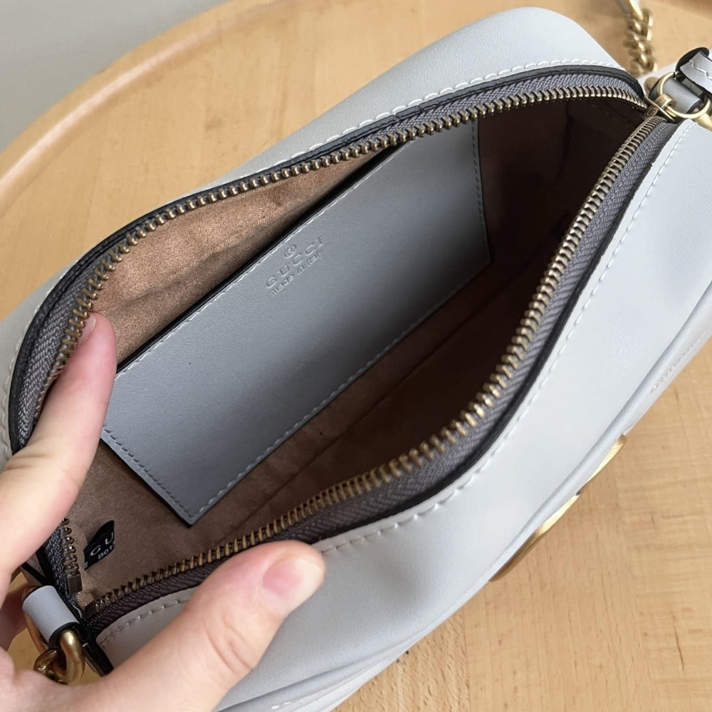 Gucci GG Marmont Small Camera Bag Light Grey 24Cm 447632 AABZB 1712