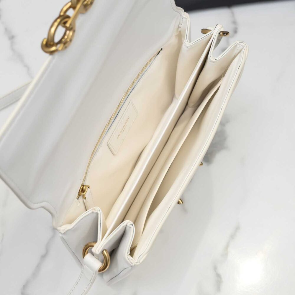 Saint Laurent Le Maillon Satchel Smooth Blanc Vintage 24Cm 6497952R20W9207