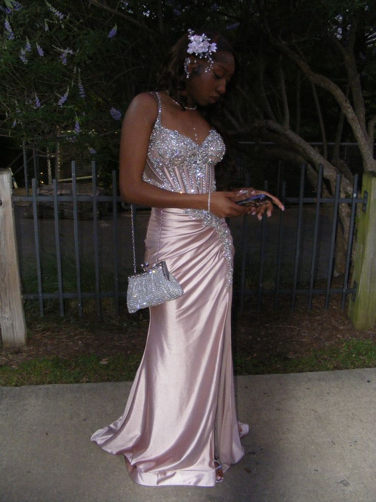Pretty Spaghetti Straps Pink Satin Beaded Long Wedding Guest Dress Formal Birthday Party Dress Evening Gown
