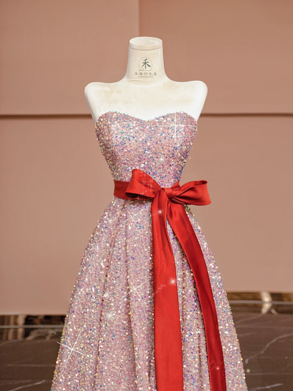 Light pink strapless A-line long ball gown/bridal dress R8398