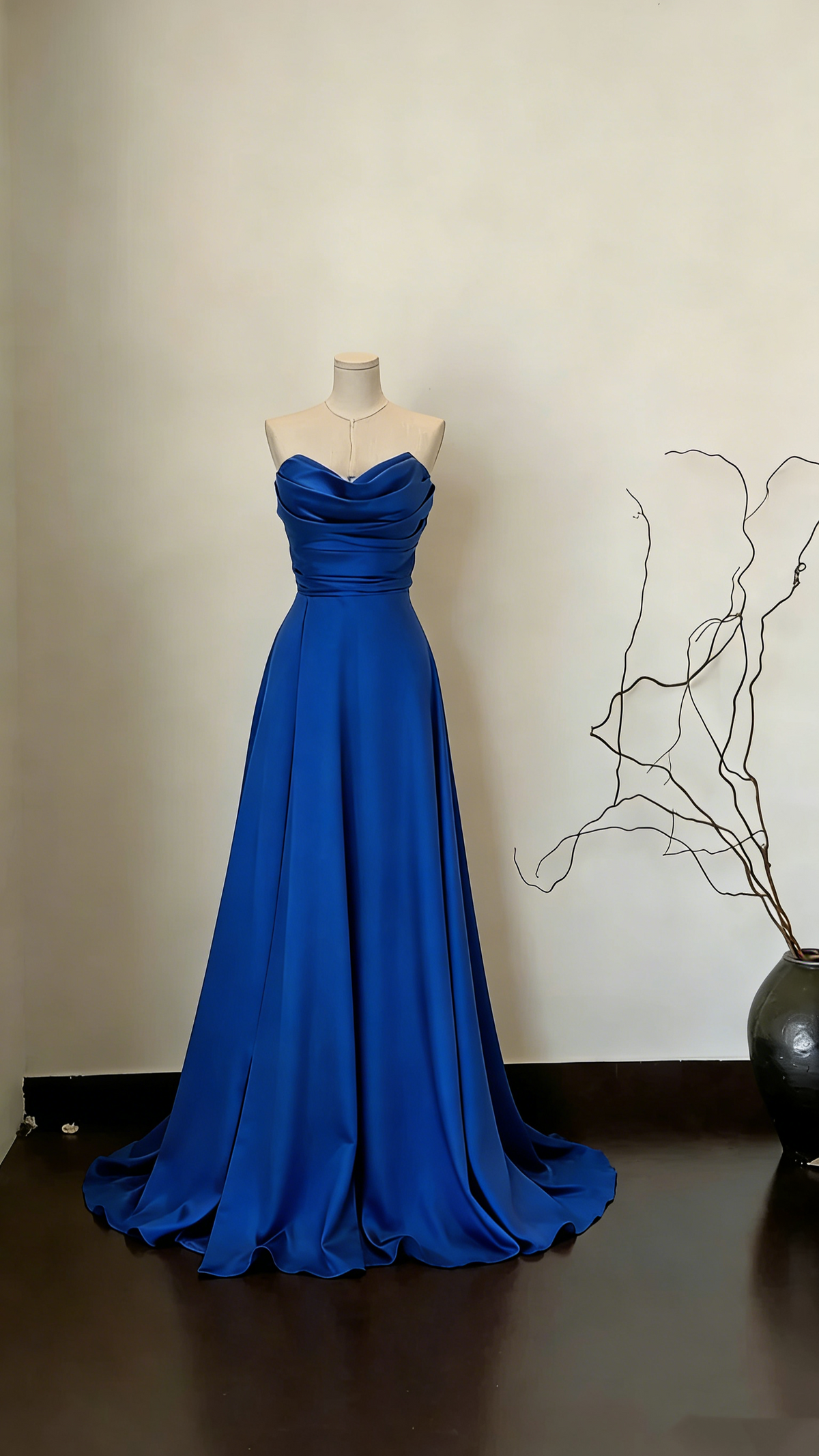 Stylish Sage Green Strapless Satin A Line Long Wedding Guest Dress Formal Party Dress SP1551
