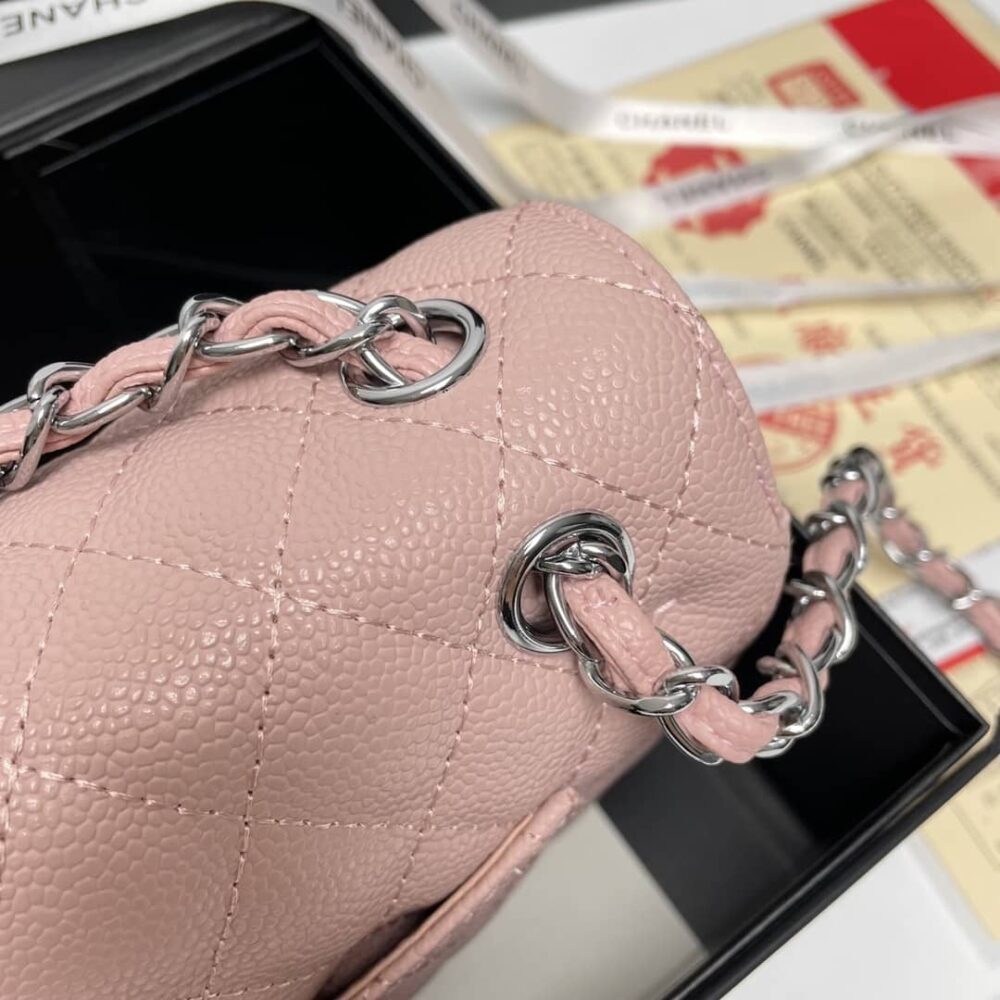 Chanel Medium Classic Flap Bag Silver Hardware Pink 25Cm