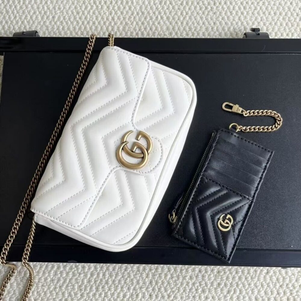 Gucci GG Marmont Mini Bag With Cardholder White 21Cm 751526 AACCE 9053