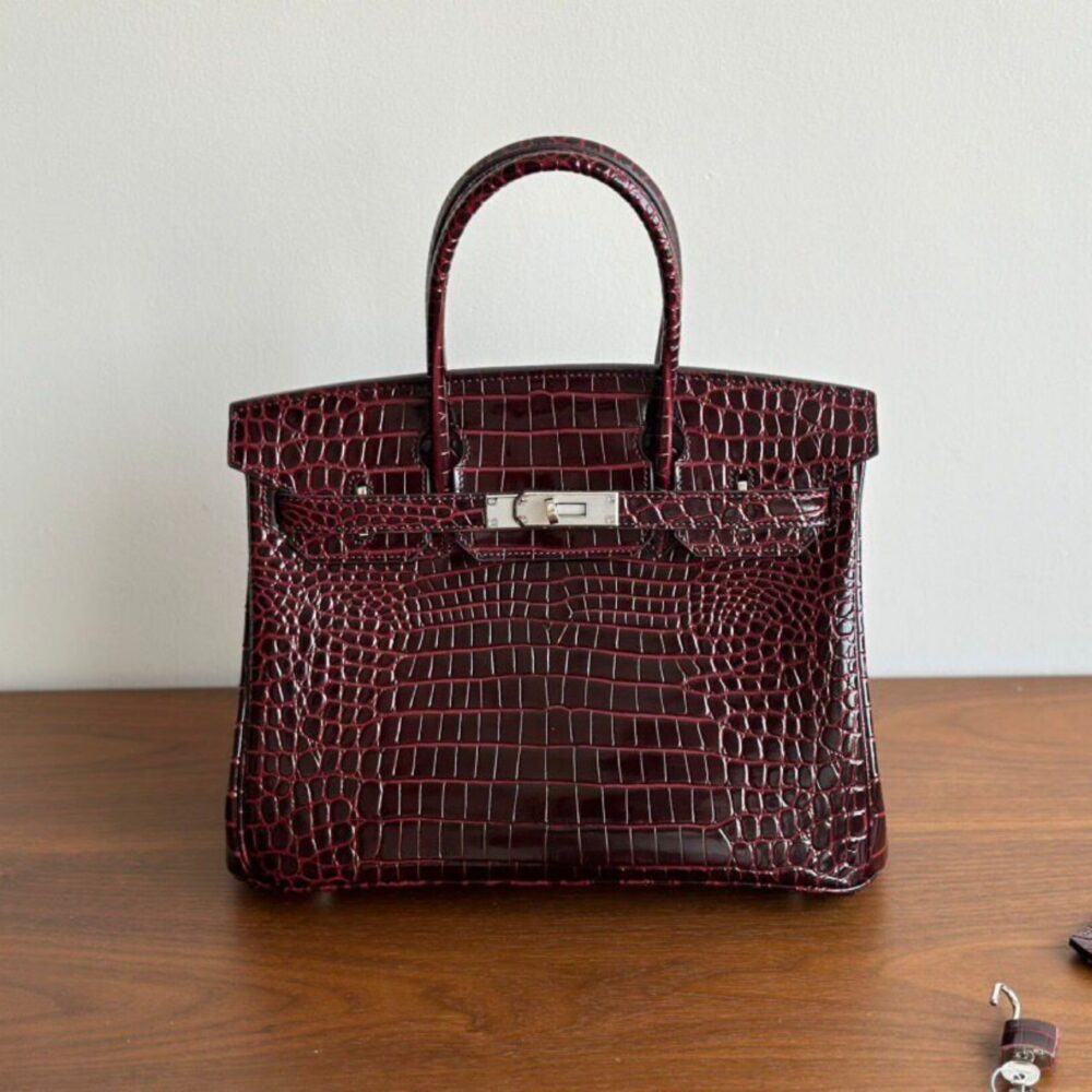 Hermes Birkin 30 Bordeaux Shiny Silver Hardware 30Cm